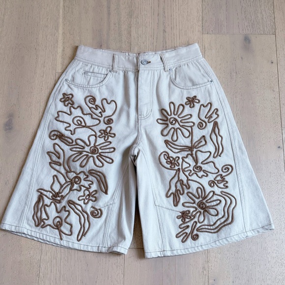 Sold ❌Free People Long Shorts We The Free Cruisin' Soutache Jorts Ivory FESTIVAL - Picture 5 of 9